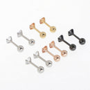 Stainless Steel Cubic Zirconia Ear Stud Bar Earrings, 5 Pairs