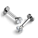 2 Stainless Steel Square Zircon  Helix Tragus Lip Earring Stud 8mm