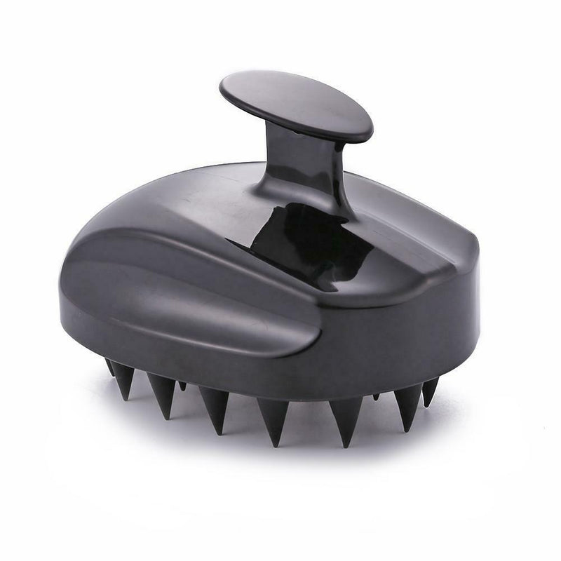 Silicone Shampoo Scalp Massage Brush Bath Body Hair Washing Comb (Black)
