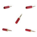 5Pcs 3.5mm 1/8" Male Jack Mini Red Audio Plug Male Stereo Adaptor DIY Soldering