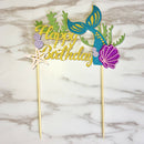 Starfish Mermaid Happy birthday Cake Toppers Cupcake Baby Shower DIY Gifts  SP
