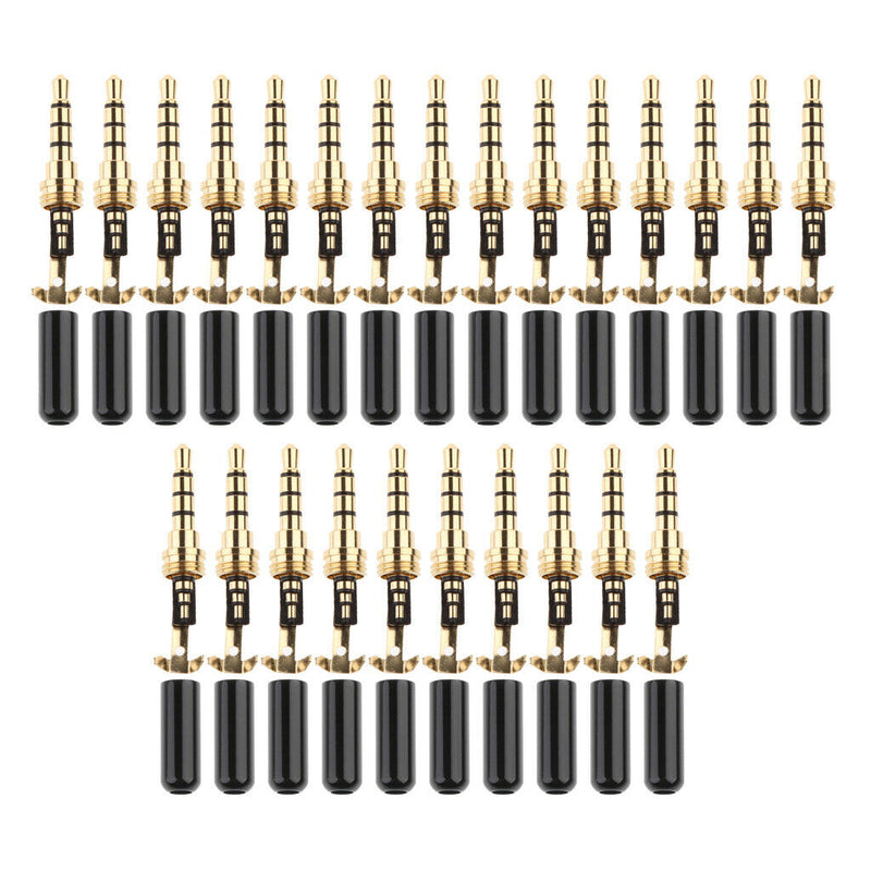 25 Pieces Agate Black 3.5mm Plug Connector