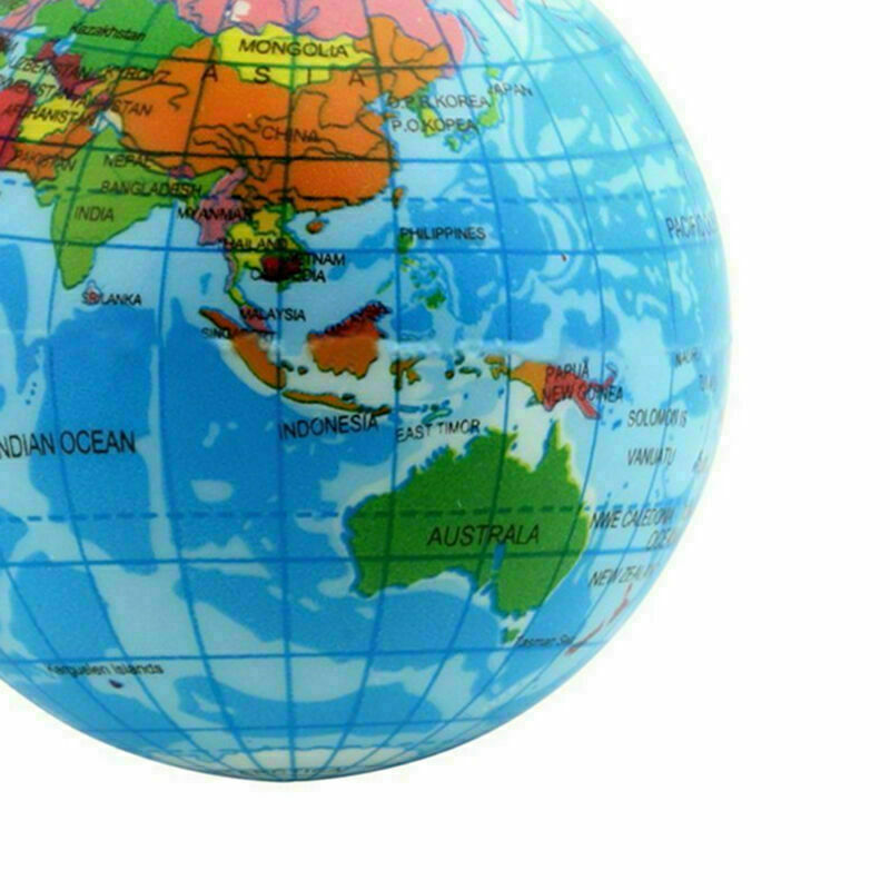 Foam World Map Earth Globe Stress Relief Ball Bouncy Atlas N Geography
