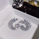 Olive Branch Leaf Cut Big Cubic Zirconia Women Stud H3Z6 Fashion Earrings Q7M8