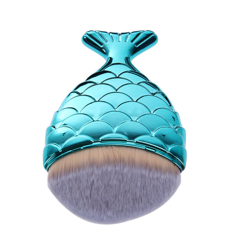 Mermaid Fish Shape Makeup Powder Foundation Blush Contour Brush Tool A