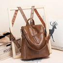 Women's Fashion Casual Party Personality Shoulder Leather Backpack Brown