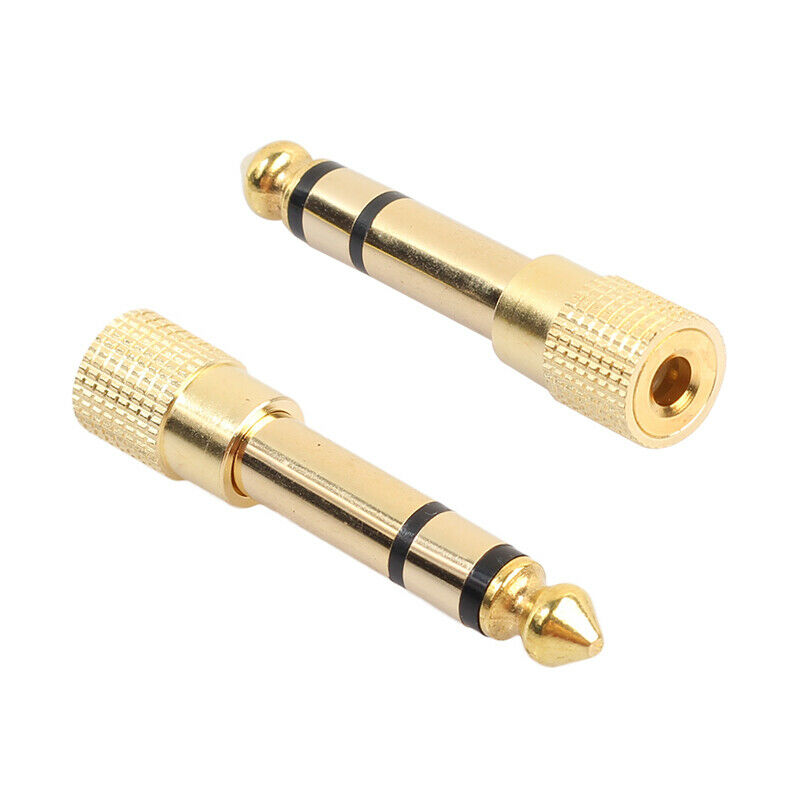 2x 6.35mm 1/4 inch Male plug to 3.5mm 1/8 inch Female Jack Stereo Headphone J6V9
