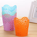Pen Holder Round Plastic Brush Pencil Storage Organiser Wastebasket Lace Ho P4S7
