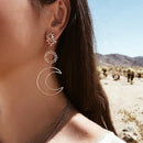 Women Boho Asymmetrical Star Sun Moon Drop Dangle Stud Earrings Jewelry Gift3c