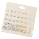 40 Pairs Multi Assorted Size Stud Earrings Crystal Ball Ear Stud Jewelry