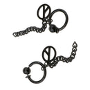 Stylish Peace Sign Tassel Pendant Stainless Steel Hinged Hoop Dangle Earrings -