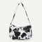 Cow Dot Printed Handbag Women PU Totes Small Underarm Shoulder Bag (White)