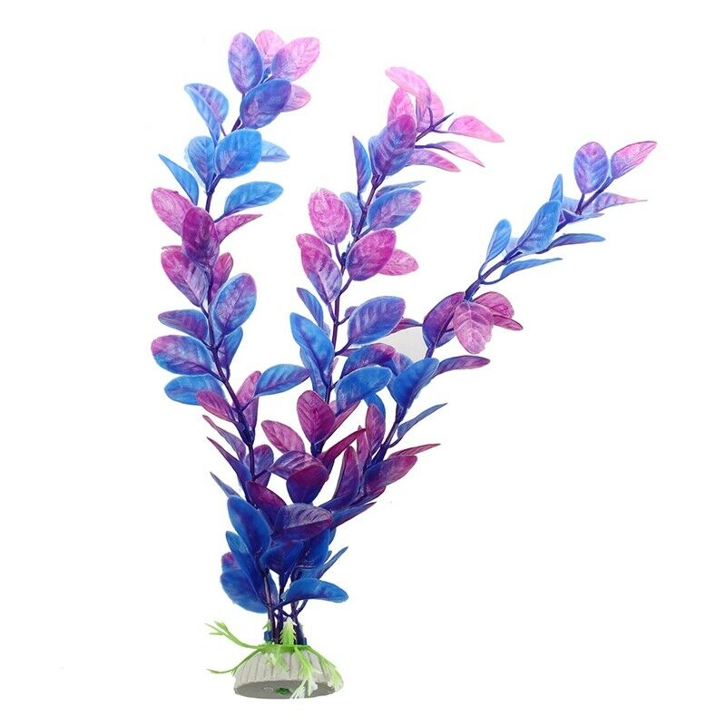 Purple Blue Artificial Water Plants for Fish Tank Aquarium Decoration Ornam D9B5