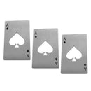 3 Pieces Poker Card Ace Of Spades Soda Beer Cap Bottle Stainless Steel Opener