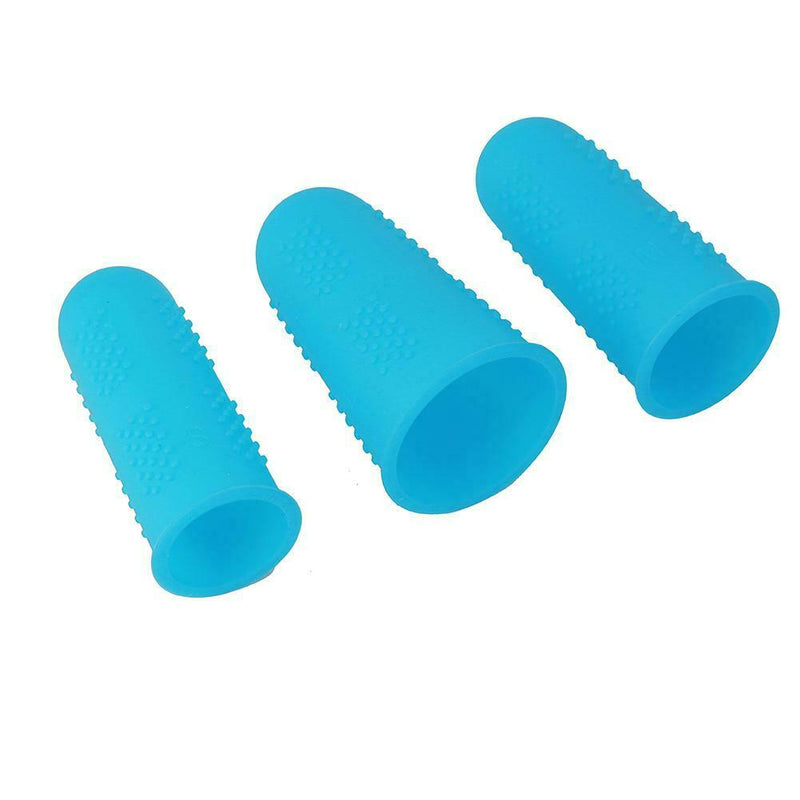 Anti-slip Hot Glue Gun Finger Caps Silicone Finger Cover Sleeve (Blue 3pcs)