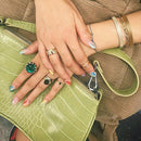 Solid Casual Zipper Handbags Tote Women Retro Alligator PU Shoulder Underarm Bag