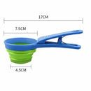 1Pc Collapsible Pet Scoop Silicone Measuring Cups Sealing Clip 2 in 1 ScoopB Nw