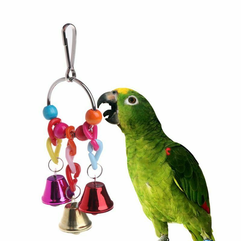 Parrot Bird Toys Metal Ring Bell Hanging Cage Toys For Parrot Squirrel Para S1Z3