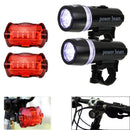 2x Bike Light Head + Rear Safety Alarm Set Bicycle Cycle White Beam 5 LED LamLJ