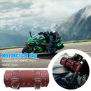 Frame Buckle Motorcycle Roll Tool Bag for Fork Handlebar Sissy Bar (Brown)