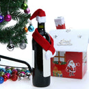 2pcs Christmas Non-woven Fabric Hat Scarf Red Wine Bottle Christmas Decor