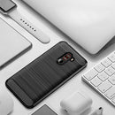 Brushed Carbon Fiber Phone Case TPU Phone Shell for Pocophone F1 (Black) A