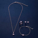4pcs Pet Animal Footprints Paw Chain Necklace Bracelet Ring Drop Earing Set A
