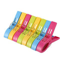 Pack of 8 Large Bright Colour Plastic Beach Towel Pegs Clips for Sunbed, va