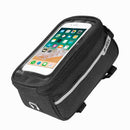 Waterproof Bicycle Front Tube Bag 6in Phone Touch Screen Saddle Bag (Black)