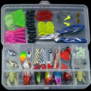 109Pcs Fishing Lure Minnow/Popper/Wobbler Spoon Metal Lure Soft Bait Fishin T9Q9