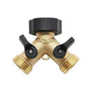 2-Way Metal Y Connector Garden Connector Hose Splitter Valves Shut off I4H5