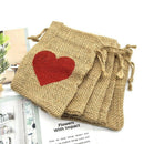 5Pcs Small Linen Bags Pouch Jute Sack Gift Bags Drawstring Bag Jewelry Chri J3E7