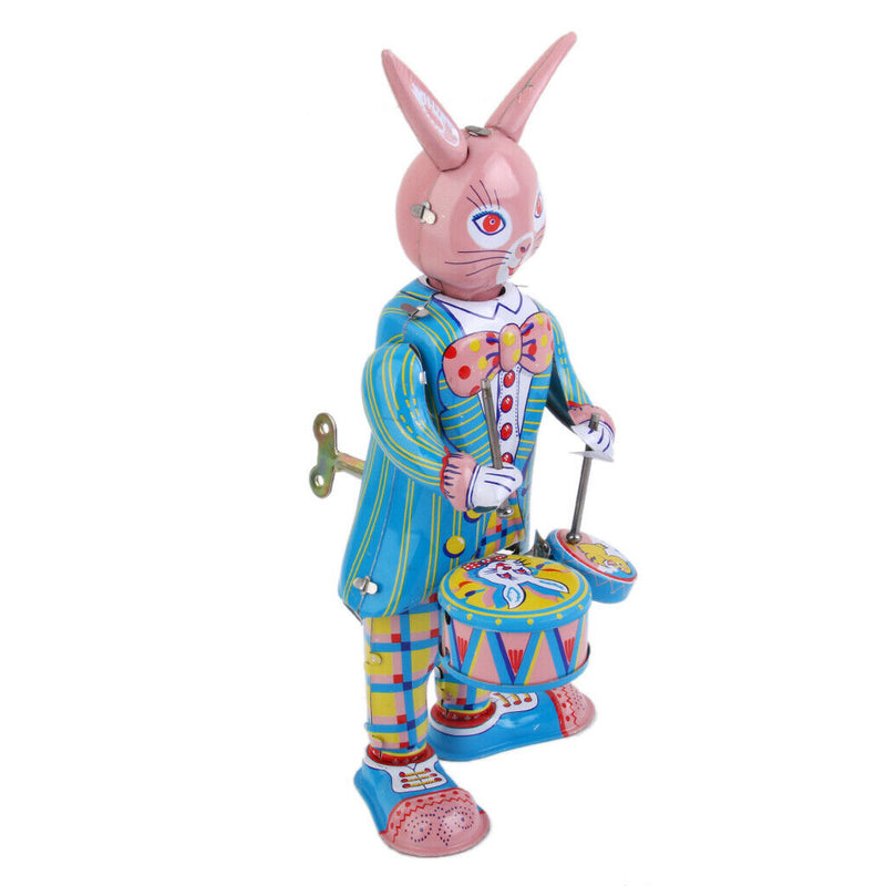 Wind Up Bunny Ribbit Drummer Clockwork Kids Toys Collectible