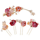 Bridal Wedding Faux Pearls Flower Hair Pins Headpiece Hair Accessories