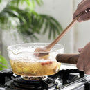 Glass Milk Pot with Wooden Handle 400Ml Cooking Pot for Salad Noodles Gas S Y1Y1