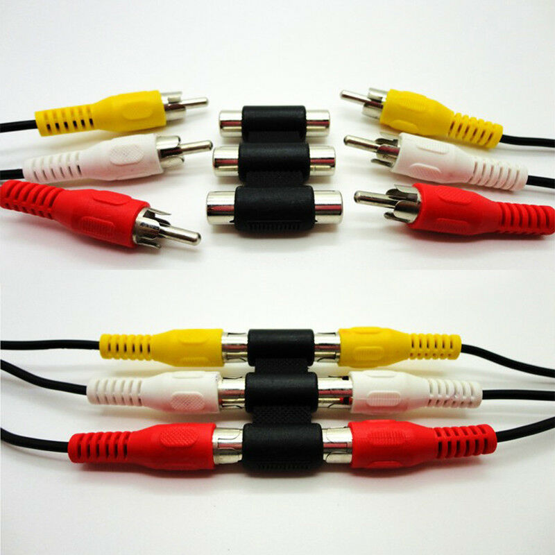 2x Composite 3RCA  AV Audio Video Female To Female Coupler Adapter Joint