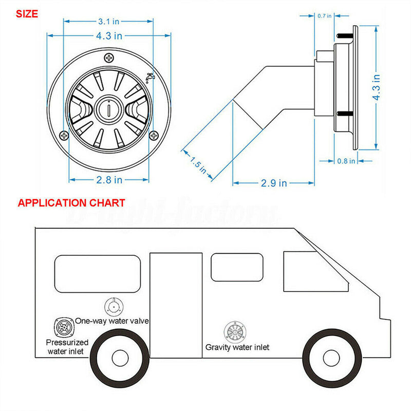 Gravity Water Inlet Pressure Regulator Filler Entry for Caravan RV White AU