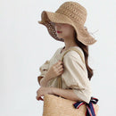 Women Summer Hats Sun Beach Panama Straw Hat Wide Wave Brim Folded Outdoor