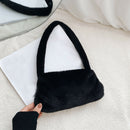 Animal Pattern Underarm Bag Women Mini Plush Shoulder Handbags Purse (2)