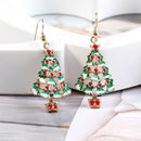Women Rhinestone Christmas Tree Pendant Hook Earrings Party Jewelry Gift Fashion