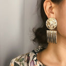 Retro Exaggerated Paint Geometric Pendant Earrings Women'S Statement Round