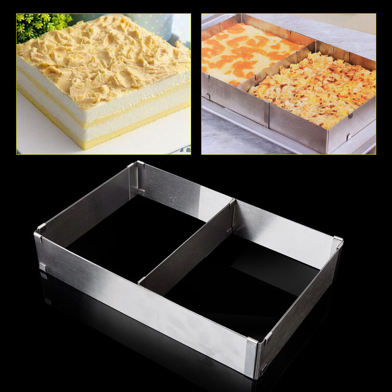 10"-20" Adjustable Rectangle Scalable Stainless Steel Mousse Cake Baking Mold