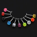 20 Pcs Mixed Cube Dice Lip Ear Studs Rings Tragus Labret Body Piercing Bars Delu