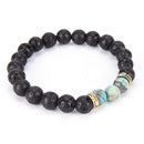 2 PCS Lava Stone Beads Natural Stone Bracelet Set Unisex Stretch Yoga Bracelet L