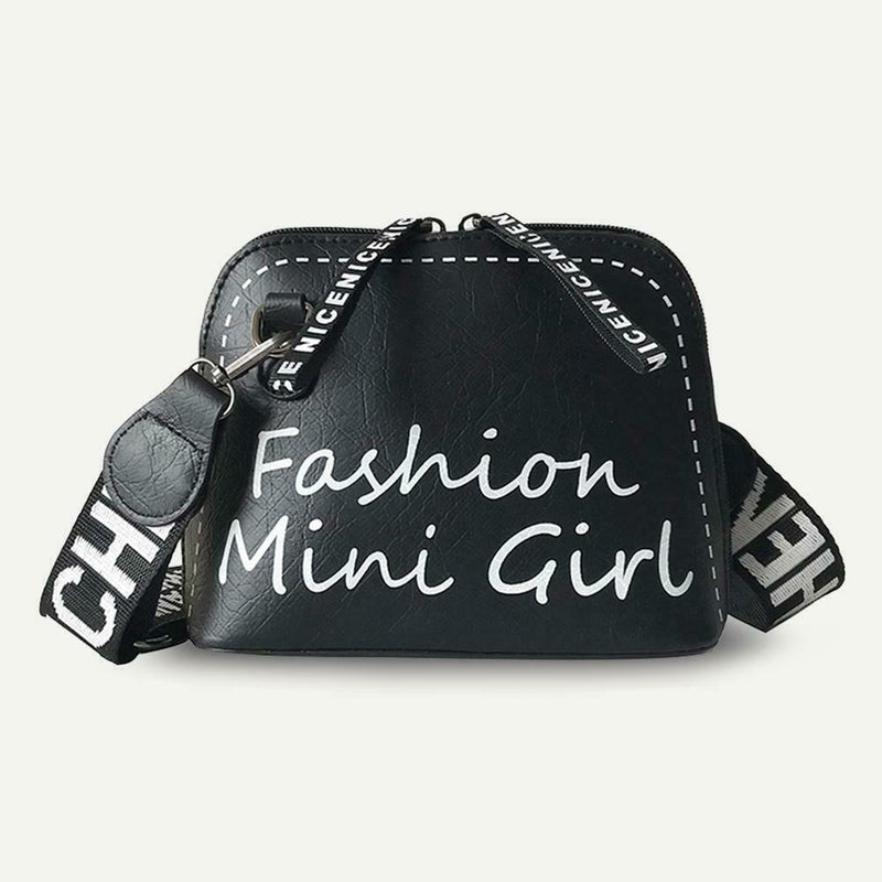 Fashion Women Wide Shoulder Strap Bag Leather Messenger Bag Purse (Black)