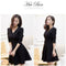 Plus Size Solid Color Dress Women Long Sleeve A-line Dresses (Black 4XL) A#S