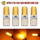 4x T10 194 168 W5W COB 8-SMD SILICA Super Bright LED light Bulb Yellow 12V 6500K