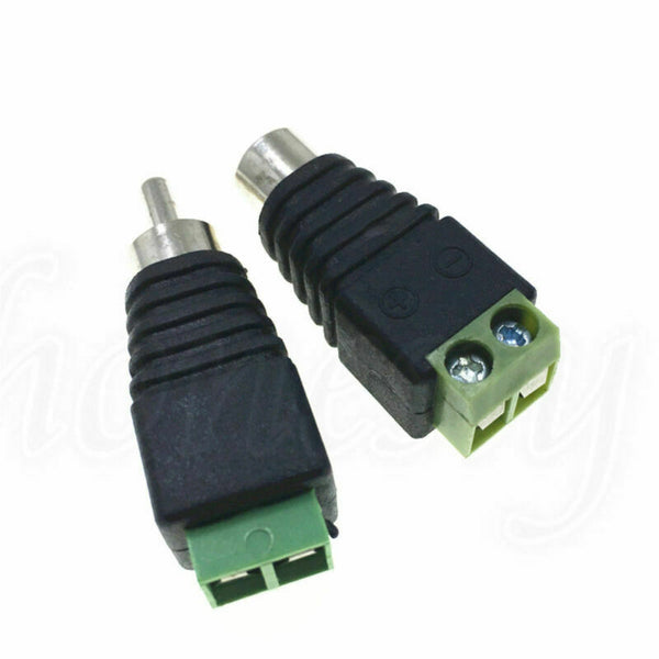 2 Pairs Speaker Wire cable to female & male RCA Connector Adapter Jack Plug LED
