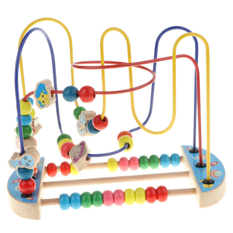 Wooden Space Bead Maze Roller Coaster, Activity Cube Educational Abacus Beads