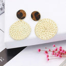 Retro Woven Circle Dangle Ear Stud Women Rattan Geometric Earrings Jewelry